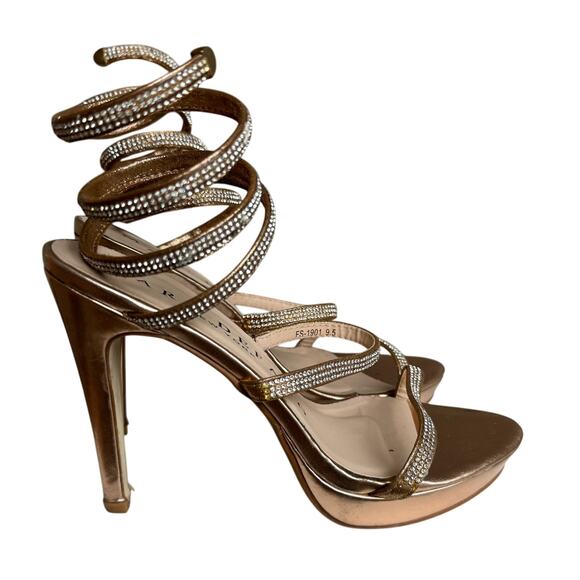 Marc Defang Serene Rose Gold Rhinestone Embellished Wrap Stiletto Heels 9.5 - Picture 4 of 11